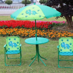 Dínó mintás kerti gyerek bútor szett piknik asztal napernyővel és székekkel