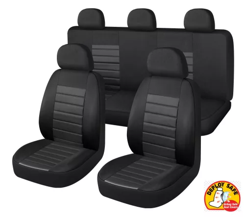 9 részes 2 helyen osztható légzsákos univerzális üléshuzat szett Fekete