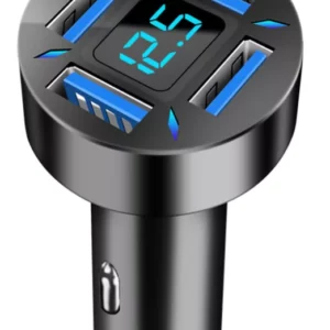 Autós töltő + voltmérő - 4USB 4.8A - Quick Charge 3.0 - 12-24V
