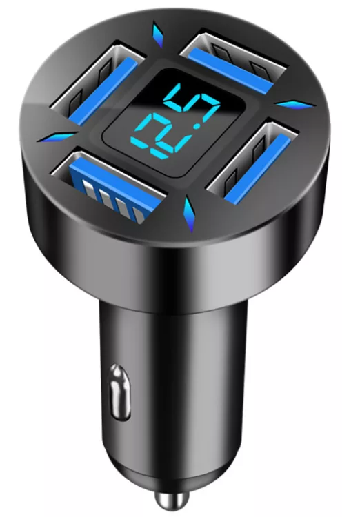 Autós töltő + voltmérő - 4USB 4.8A - Quick Charge 3.0 - 12-24V