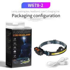 Mozgásérzékelős akkumulátoros fejlámpa COB-LED W678-2