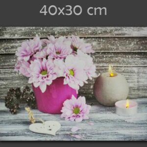 LED-es világító falikép virág és gyertya