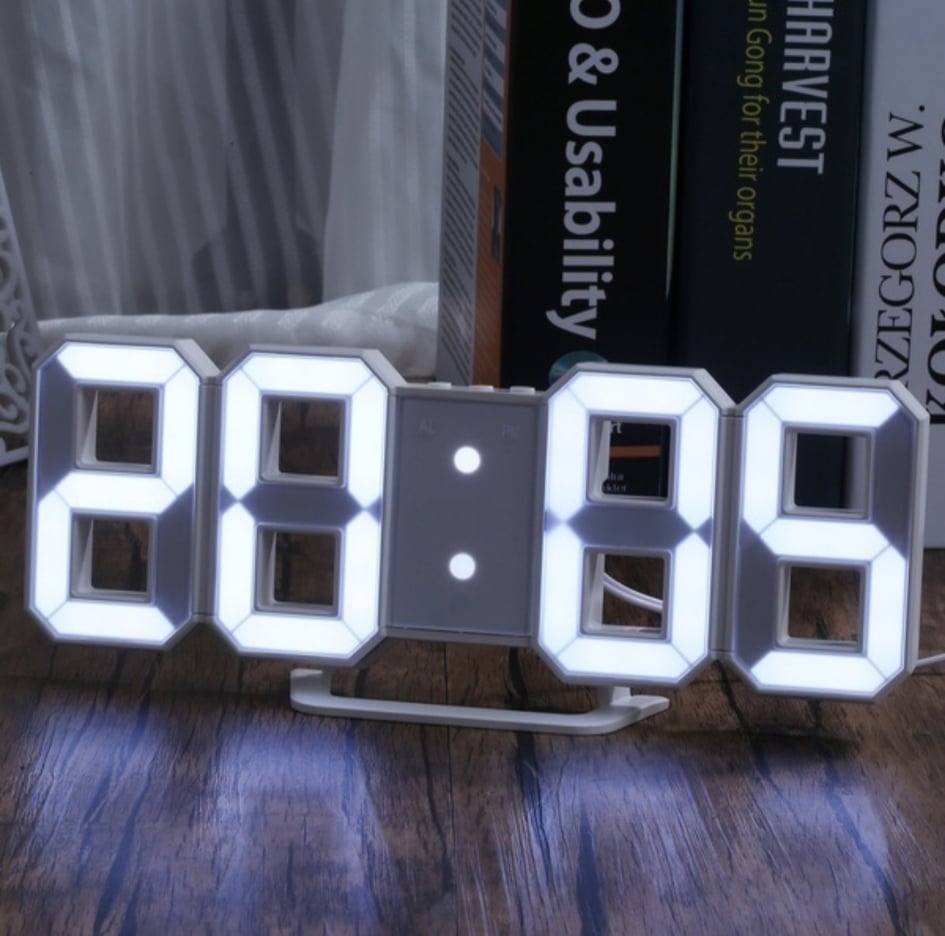 3D hatású LED digitális asztali és fali óra