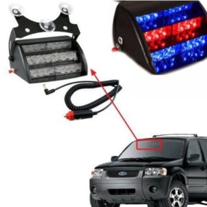 Kék piros LED villogó megkülönböztető jelzés szélvédő mögé