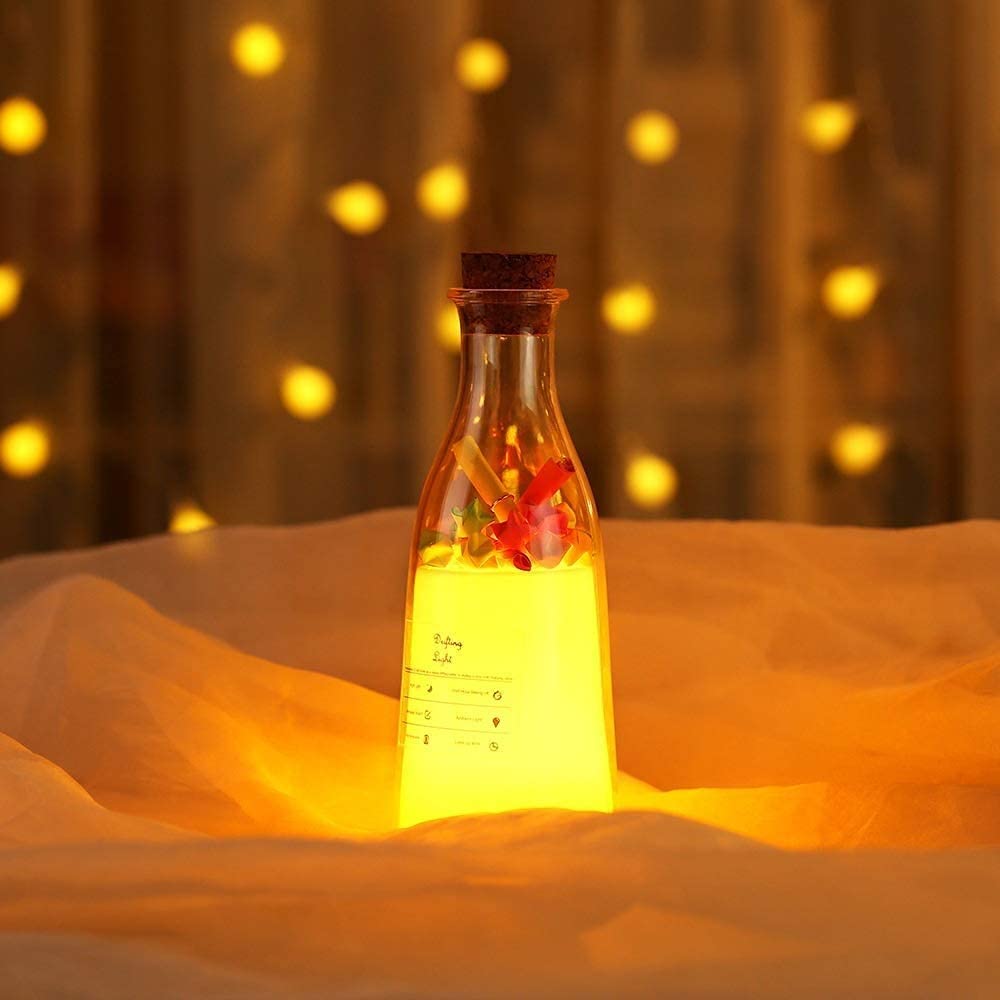LEDES éjjeli üveg lámpa üzenő palack újratölthető