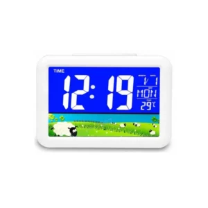 LCD kijelzős LED digitális ébresztő óra 7002WJ-2 fehér