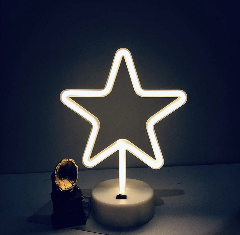 LED neon csillag lámpa éjszakai fény