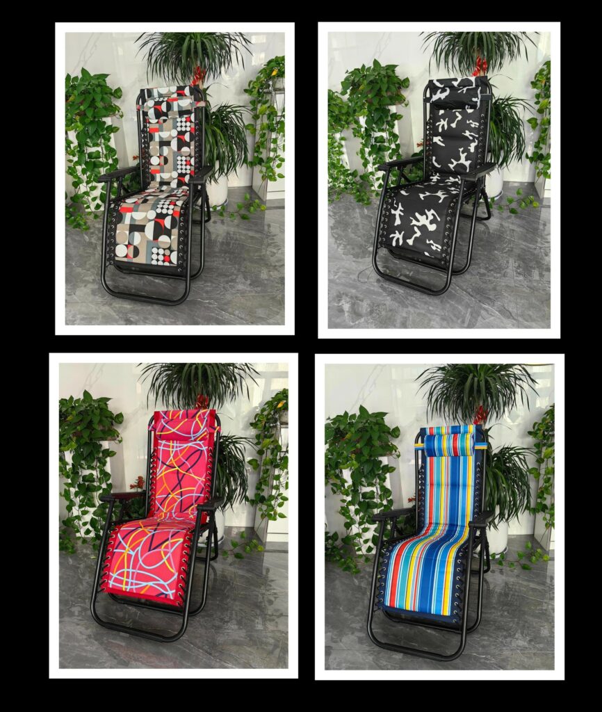 Összecsukható fém kerti mintás napozószék több színben