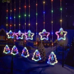 Karácsonyi motívumos LED fényfüzér több színben csillag-fenyő