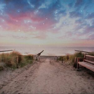 LED-es világító falikép homokos sétány