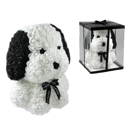 Rózsa kutya örök virág kutyus habrózsa díszdobozban 40 cm