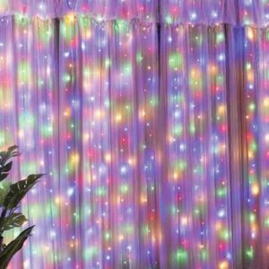 Karácsonyi LED fényfüggöny színes 2x2 m