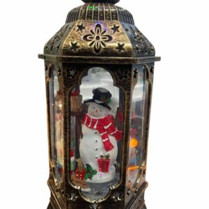 Karácsonyi LED lámpás zenél világít hóesést imitál hóember