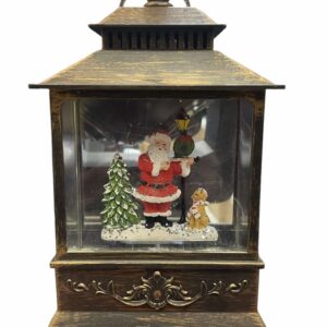 Karácsonyi LED lámpás zenél világít hóesést imitál télapó