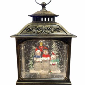 Karácsonyi LED lámpás zenél világít hóesést imitál hóember család