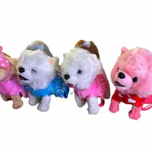 Interaktív sétáltatható plüss kutya pórázzal