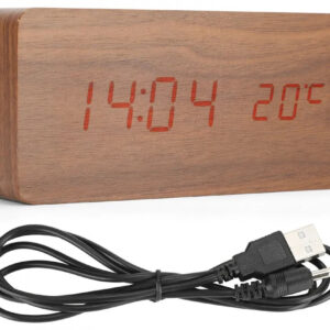 Fa hatású LED digitális óra  / bambusz